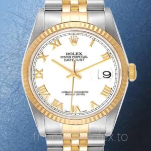 Rolex Datejust 16233WRJ Pour des hommes Bracelet Cadran Noir