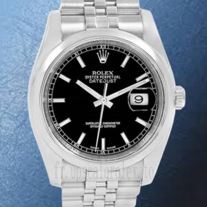 Rolex Datejust 116200BKSJ Pour des hommes 36mm Cadran noir