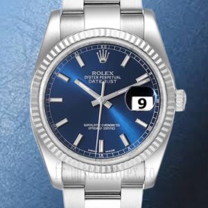 Rolex Datejust 116234BLSO 36mm Pour des hommes Bracelet Huître Argenté