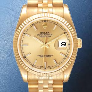 Rolex Datejust 36mm 116238-0059 Pour des hommes Cadran Champagne Ton d'or
