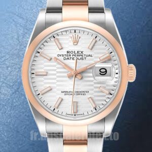 Rolex Datejust m126201-0034 36mm Pour des hommes Cadran cannelé argenté Argenté