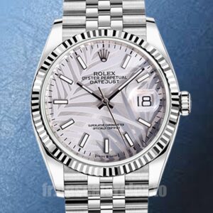 Rolex Datejust 126234 41mm Pour des hommes Cadran argenté motif palmier