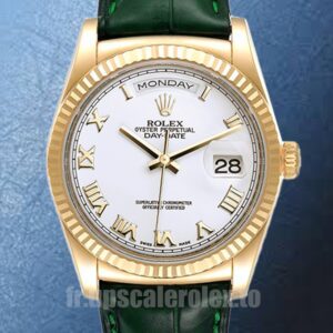 Rolex Day-Date 36mm m118138-0136 Pour des hommes Ton d'or Bracelet en cuir