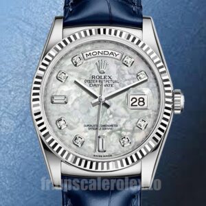Rolex Day-Date m118139-0090 Pour des hommes 36mm Cadran en nacre Bracelet en cuir