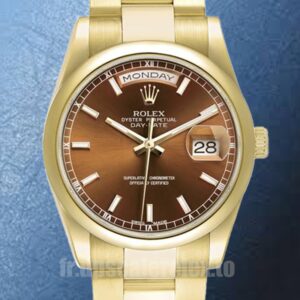 Rolex Day-Date Pour des hommes 36mm m118208-0343 Cadran marron Regardez
