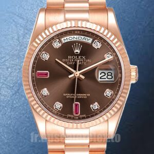 Rolex Day-Date 118235 Pour des hommes 36mm Cadran marron Président Bracelet