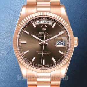 Rolex Day-Date 118235 36mm Pour des hommes Président Bracelet Cadran marron