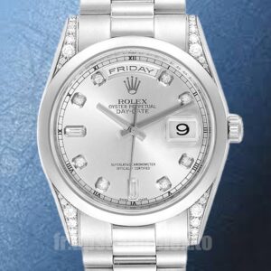Rolex Day-Date 118296 36mm Pour des hommes Cadran argenté Regardez