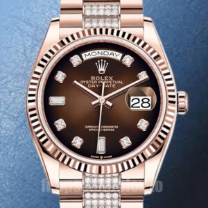 Rolex Day-Date Pour des hommes 36mm m128235-0038 Cadran marron Doré rose