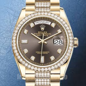 Rolex Day-Date Pour des hommes m128348rbr-0007 36mm Cadran marron