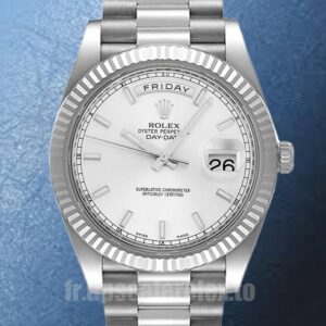 Rolex Day-Date 218239 41mm Pour des hommes Cadran blanc Président Bracelet
