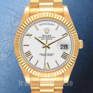 Rolex Day-Date 41mm m228238-0042 Pour des hommes Ton d'or Cadran blanc