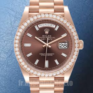 Rolex Day-Date Pour des hommes 41mm m228345rbr-0006 Cadran marron
