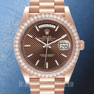 Rolex Day-Date Pour des hommes m228345rbr-0005 41mm Cadran marron Doré rose
