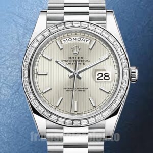 Rolex Day-Date 41mm m228396tbr-0022 Pour des hommes Cadran à rayures argentées
